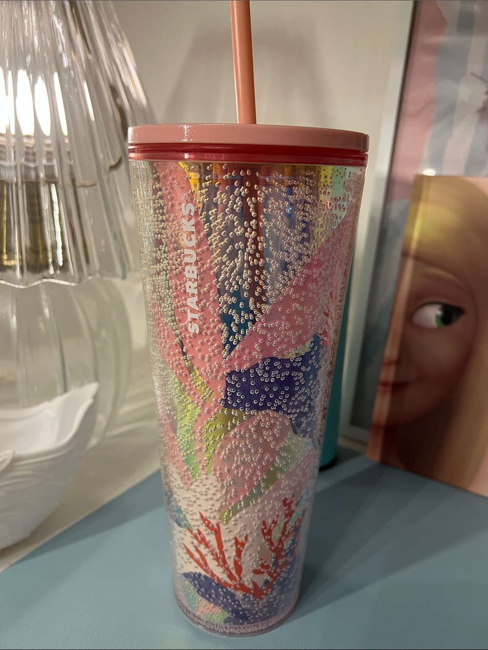 Starbucks Pink Multicolor Bubble Tumbler with Straw